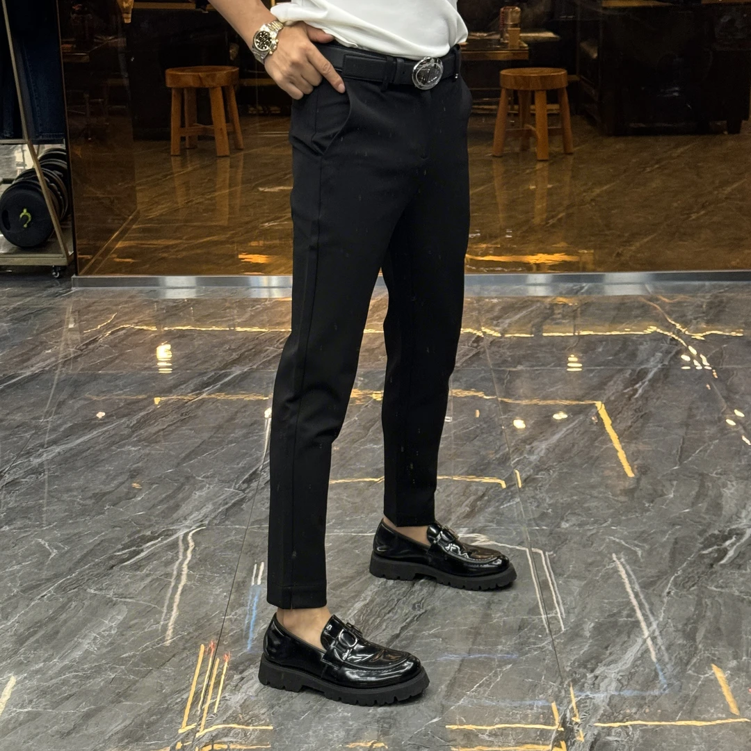 【素诚喆析】2024秋冬季新款九分加绒直筒小脚西裤轻奢商务修身百搭