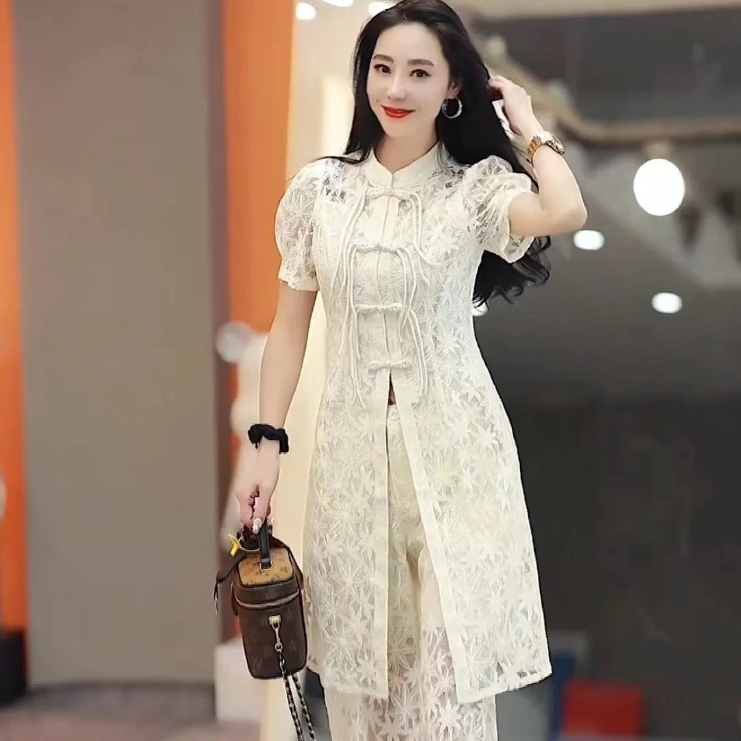 （敏儿推荐）欧货蕾丝盘扣套装