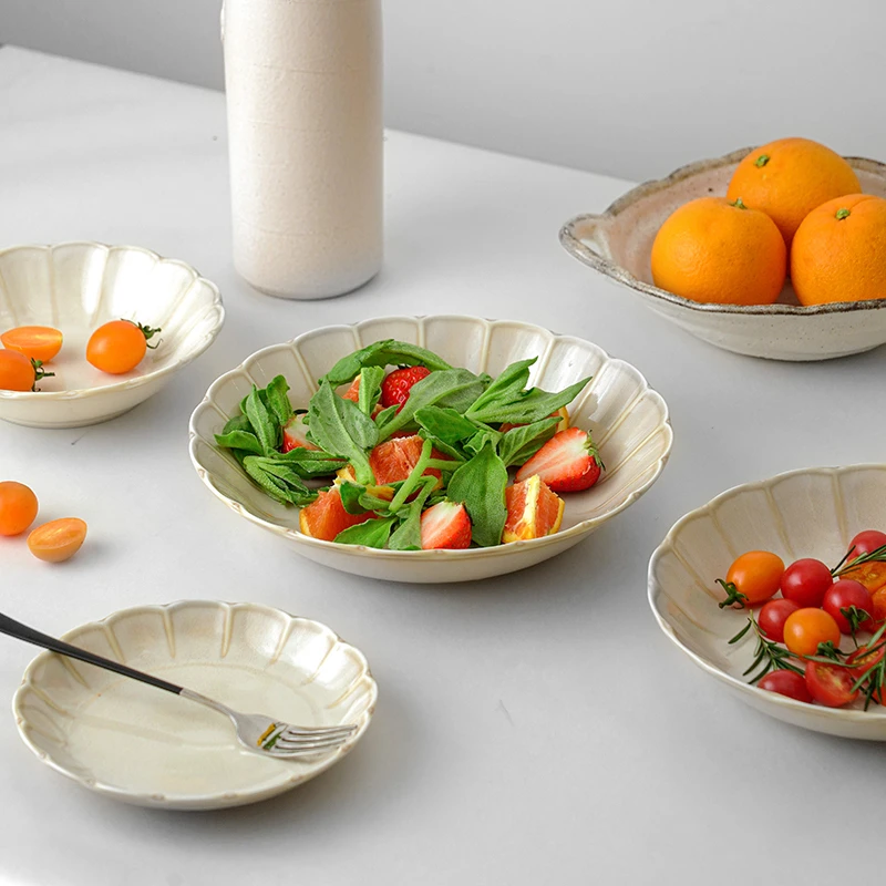 美浓烧日式陶瓷餐具创意甜白釉盘子网红早餐盘进口菜盘家用蛋糕盘