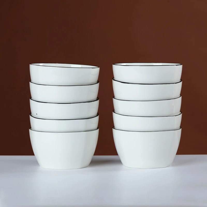 陶瓷碗吃饭碗小汤碗简约4.5英寸碗碟家用吃米饭碗可微波炉餐具