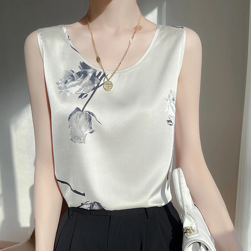 夏季白色薄款打底背心宽松无袖外穿2025时尚国风显瘦设计感内搭