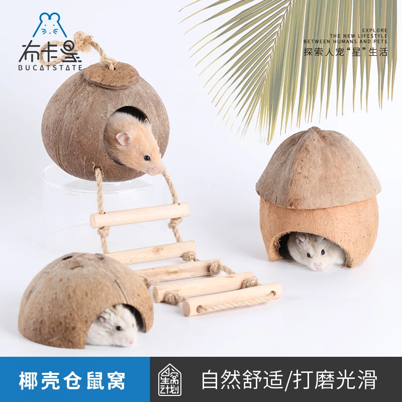 仓鼠椰壳窝躲避屋夏天降温椰子造景用品金丝熊房子别墅花枝鼠小窝