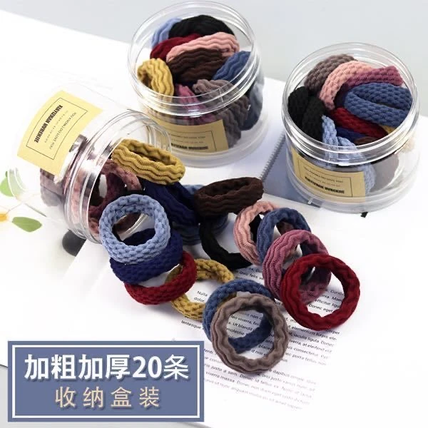 提花工艺高弹力无接缝皮筋发绳中粗提花百搭成人头绳简约韩版头绳