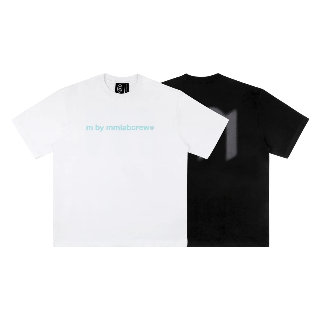 mbymmlabcrew夏季新款简约logo印花宽松白色黑色圆领短袖T恤