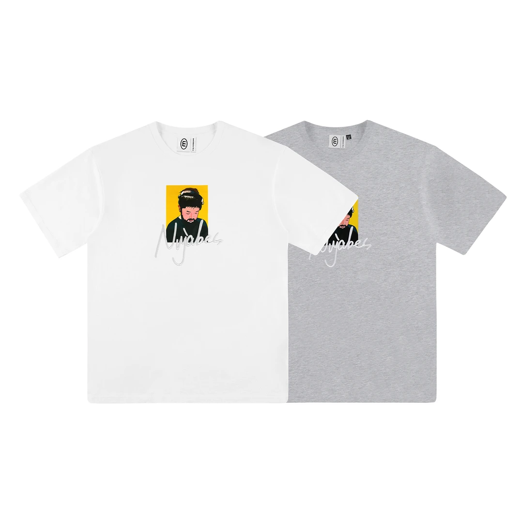 mbymmlabcrew Nujabes纪念限定 夏季白色浅麻灰圆领短袖T恤