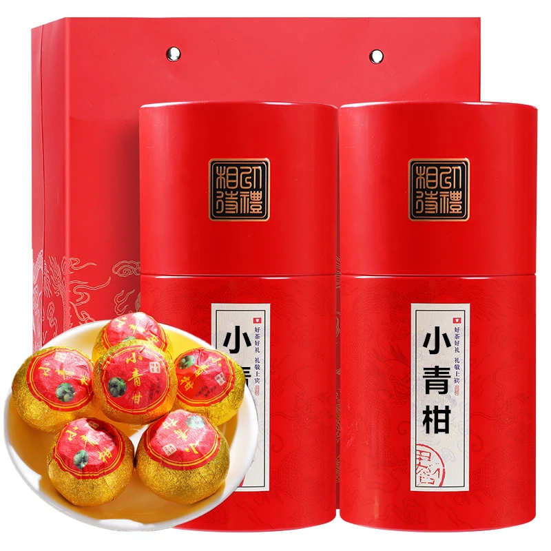 小青柑茶叶普洱茶8年陈宫廷普洱陈皮柑普橘熟茶礼盒散装罐装500克