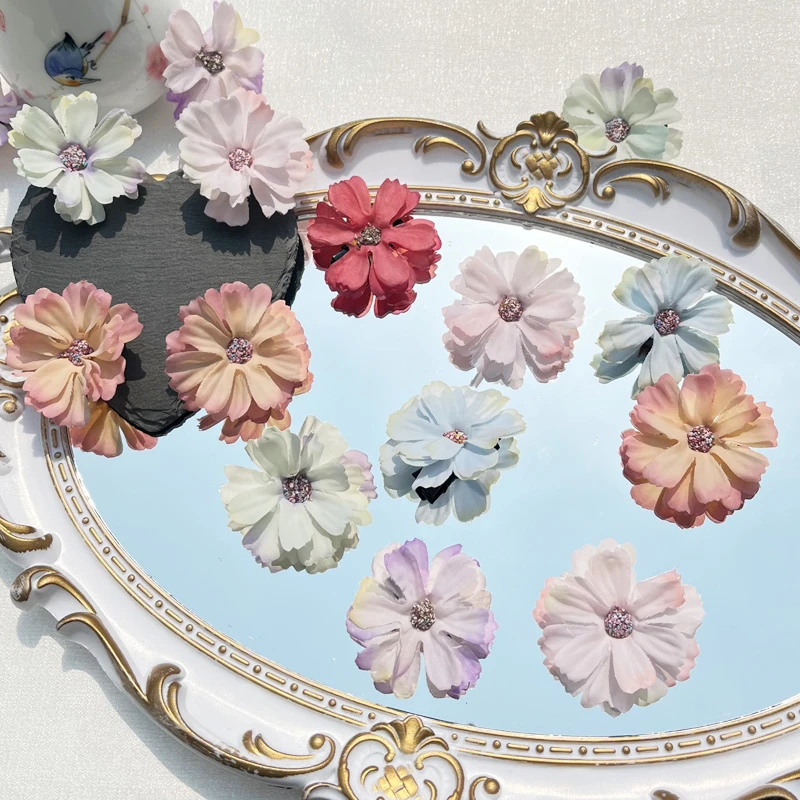锌合金布艺 唐风诃子裙花朵掩鬓汉服古装头饰绢花发夹