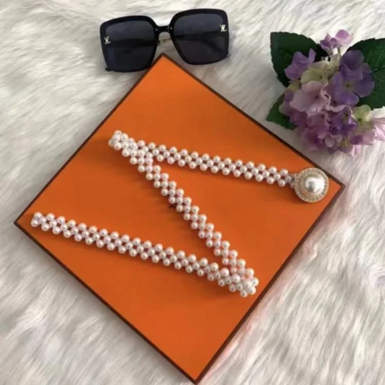 珍珠腰链 大圆珍珠弹力收腰带