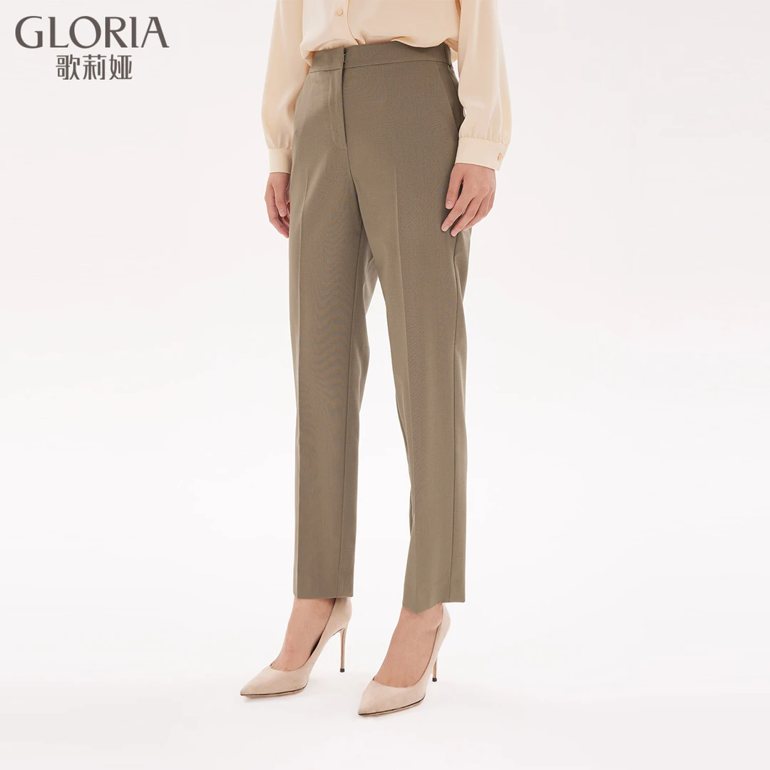 【商场同款】Gloria/歌莉娅秋冬新品可机洗精纺绵羊毛九分裤简约