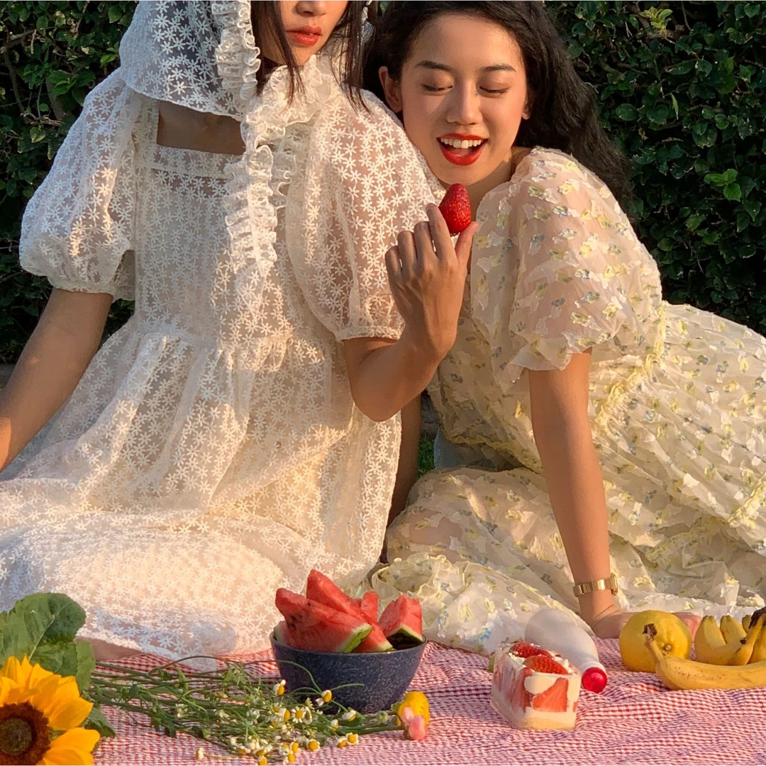 【自播】 MOF礼物商店 泡泡袖连衣裙女小众设计公主裙