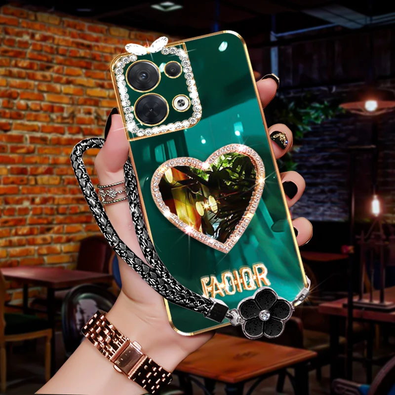 oppoReno8手机壳网红新品防摔爱心镜PGBM10奢华软硅胶保护套女款k