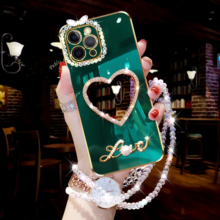 苹果12promax手机壳潮流时尚女款iPhone12pro防摔爱心镜保护套壳