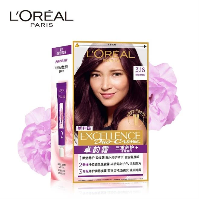 L'ORÉAL/欧莱雅卓韵霜双膏染发剂自然黑色棕色遮白发染发膏染发霜