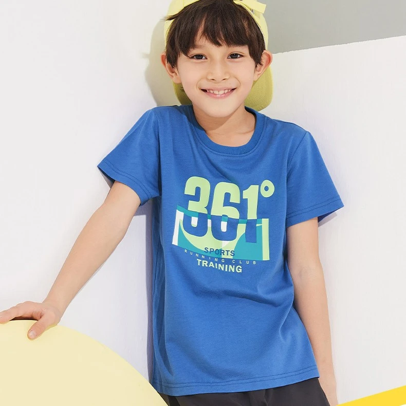 【361°kids爆款中大童13色T恤】夏季款棉质圆领短袖T恤N52121209