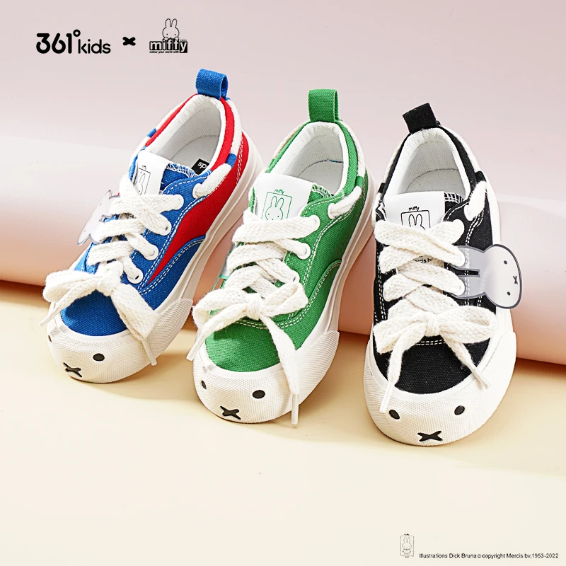 361°儿童童鞋米菲联名低帮百搭透气一脚蹬帆布女童布鞋时尚春秋
