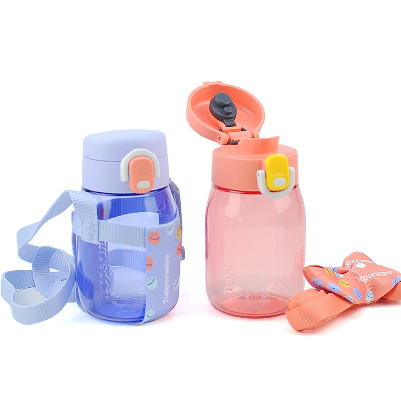 水杯350ml 新品易开盖企鹅嘟嘟杯带保险扣带背带