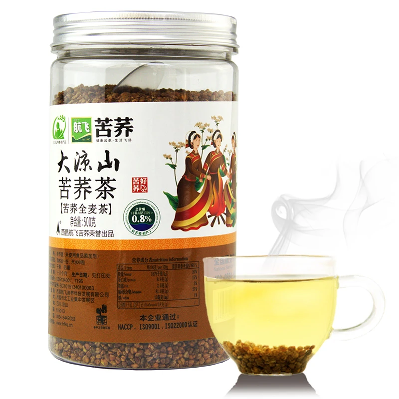 大凉山航飞苦荞全麦茶颗粒饱满优质营养茶饮冲饮苦荞麦香型罐装