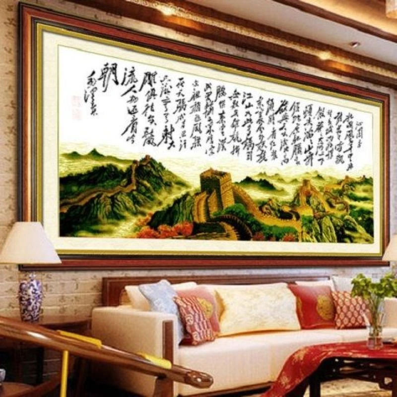 家用十字绣沁园春雪伟人诗词大幅线绣新款字体客厅卧室优雅大气