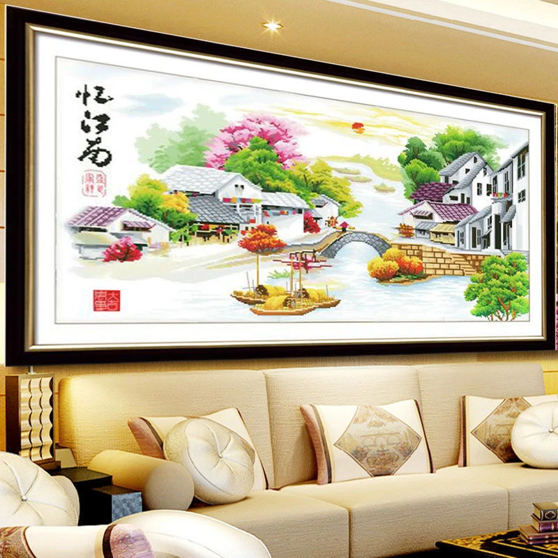 印花十字绣忆江南水乡2025线绣风景梦里新款小幅简单客厅卧室简约