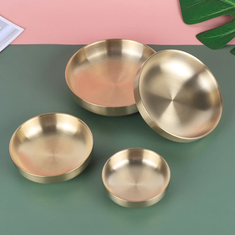 韩式多规格不锈钢镀钛金小菜碟 家用韩式餐厅泡菜凉面料理碗
