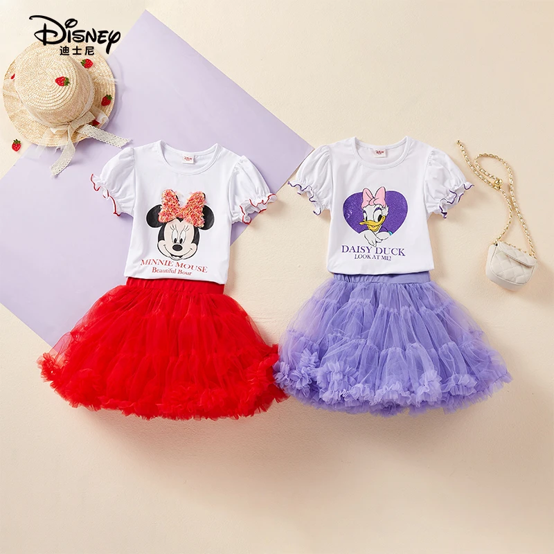 Disney/迪士尼新款套装儿童公主短裙夏季可爱女宝时尚百褶纱裙
