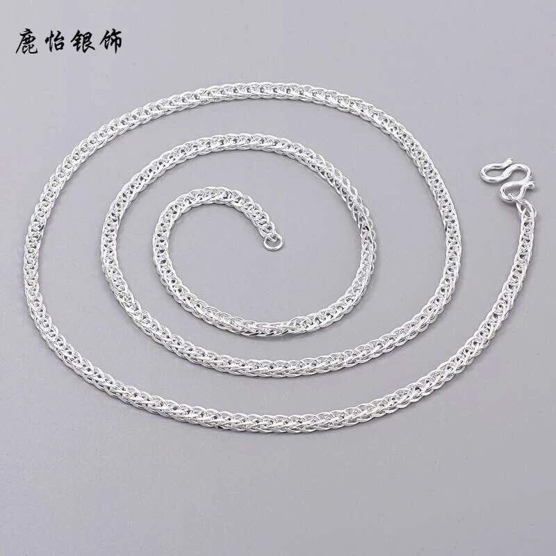 鹿怡 链子足银 简约时尚休闲手工银水波链元宝链肖邦链百搭气质款