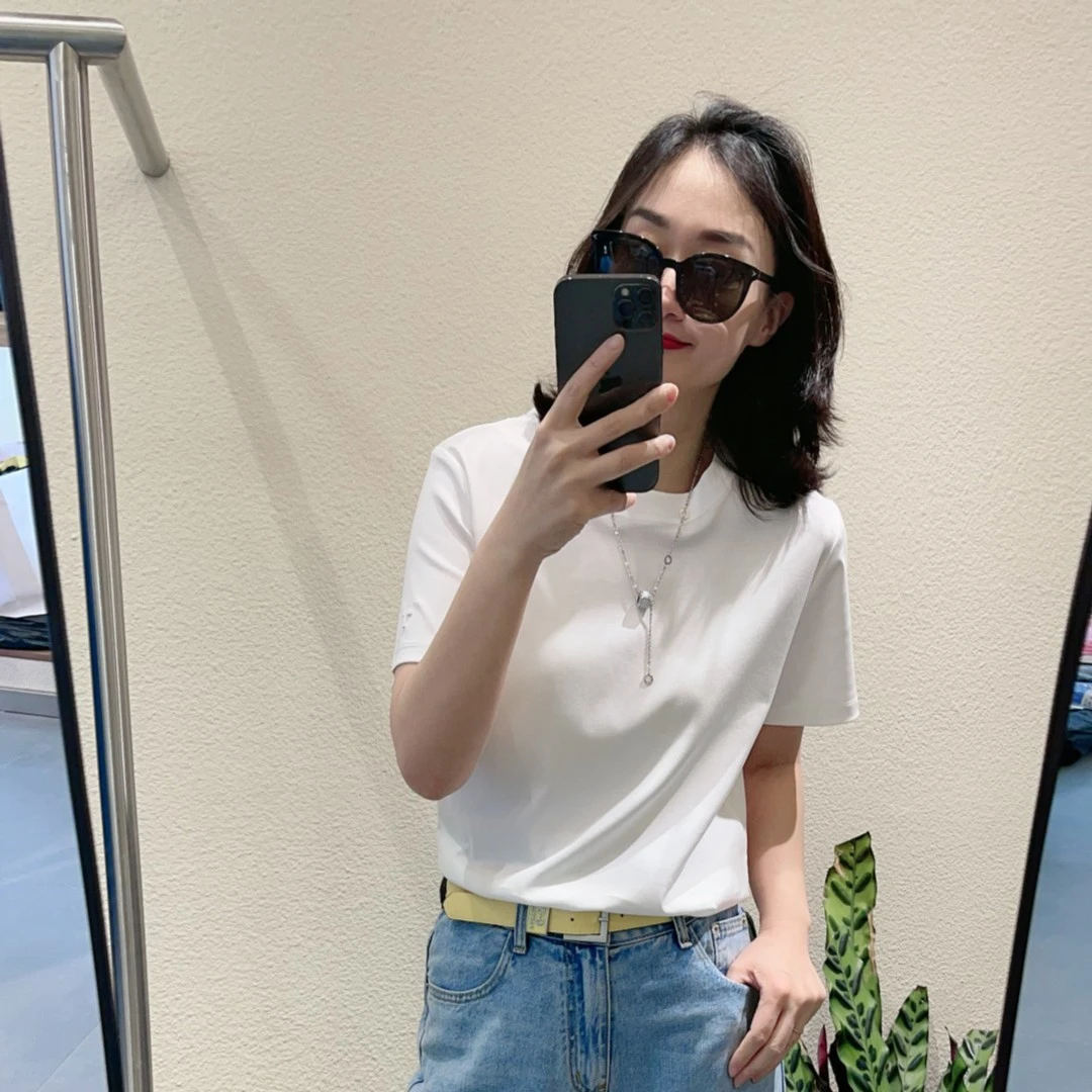 新2025液氨棉 高货春夏新款新疆长绒棉精致小白T恤圆领纯色 625