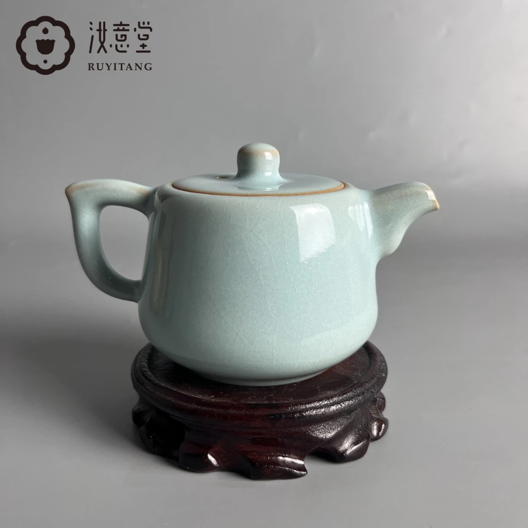 汝意堂汝瓷原矿天青釉 手工 井栏自在壶 支钉烧 茶道用具