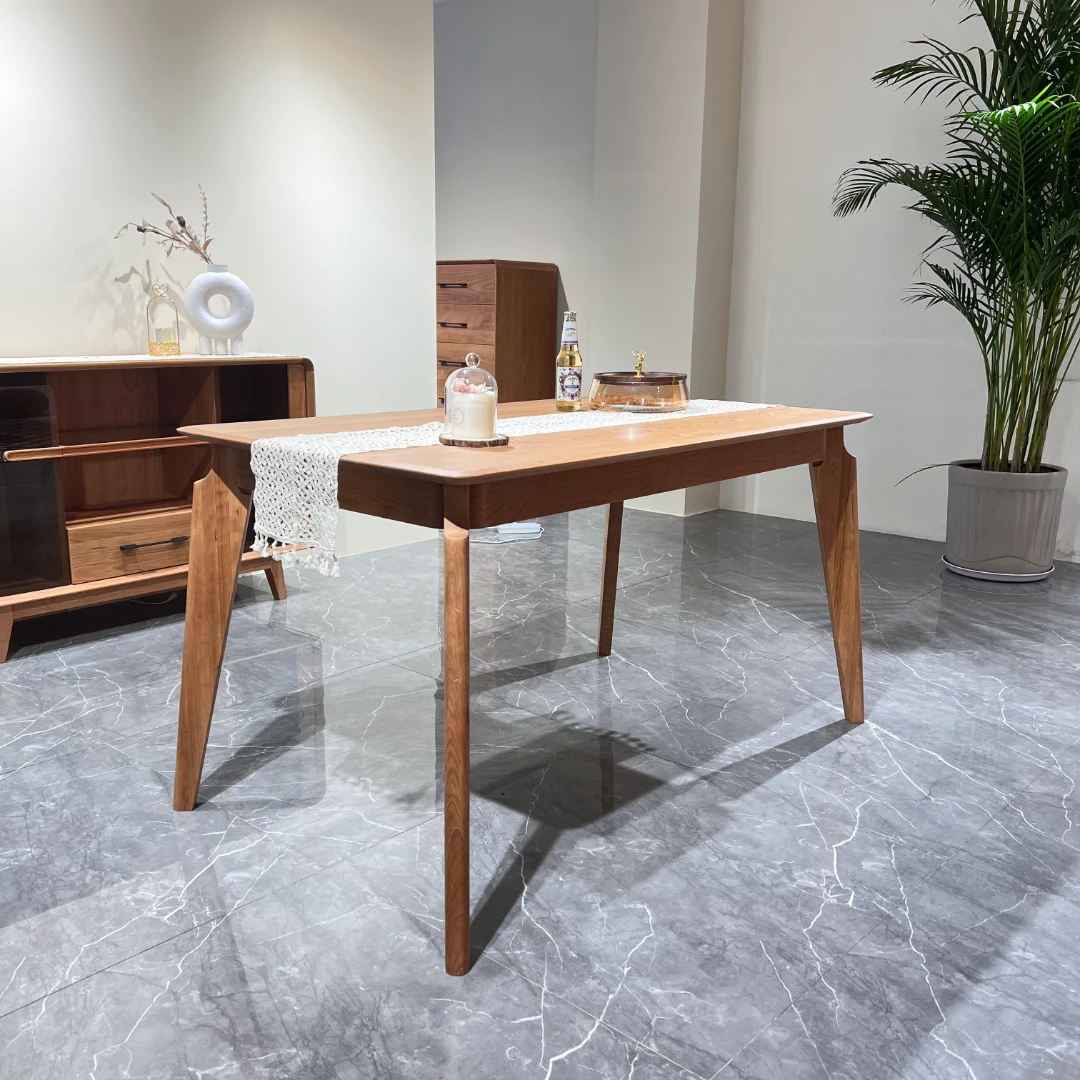 CW202樱桃木北欧长方形餐桌
