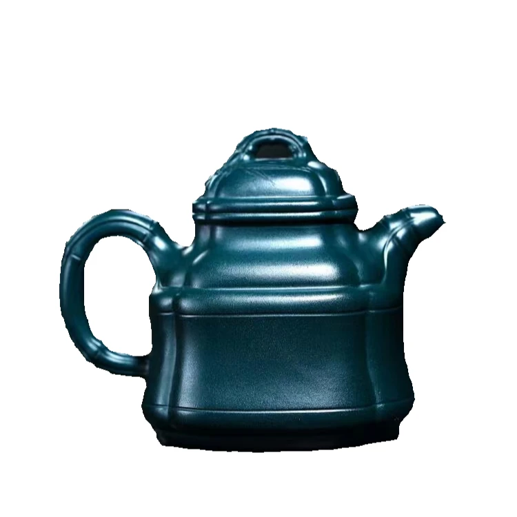 宜兴紫砂壶纯手工茶壶四方竹鼎苏门打蜡清泥料