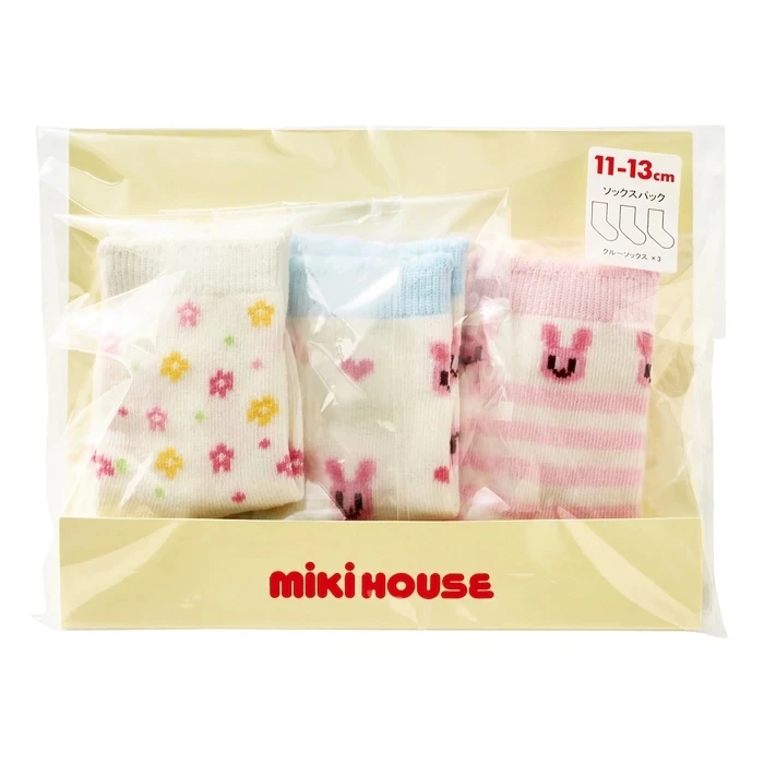 MIKIHOUSE三双装纯棉中筒袜