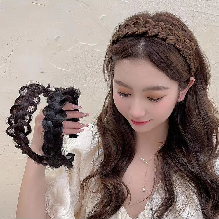 义百满分/鱼骨辫子发箍编发发夹一体麻花辫假发发卡高颅顶头箍