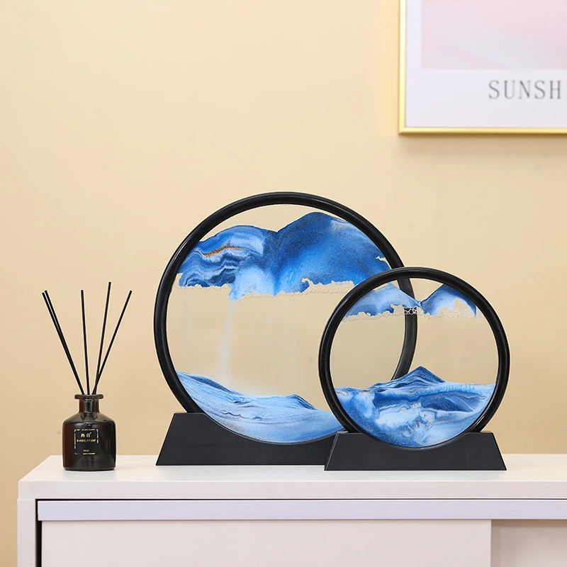 解压流沙画液体创意办公室桌面摆件沙漏客厅电视柜装饰品生日礼物