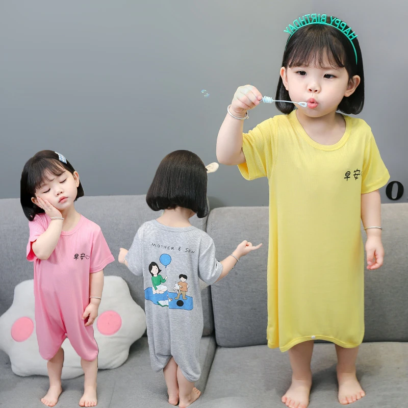 男女宝宝面膜睡袋可爱卡通动漫薄款夏季家居服
