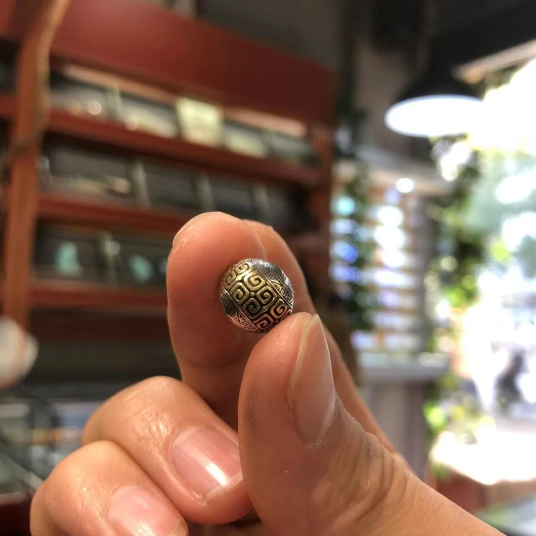 925银银制品 S925银回纹珠圆珠，顶珠，一个2.8克，