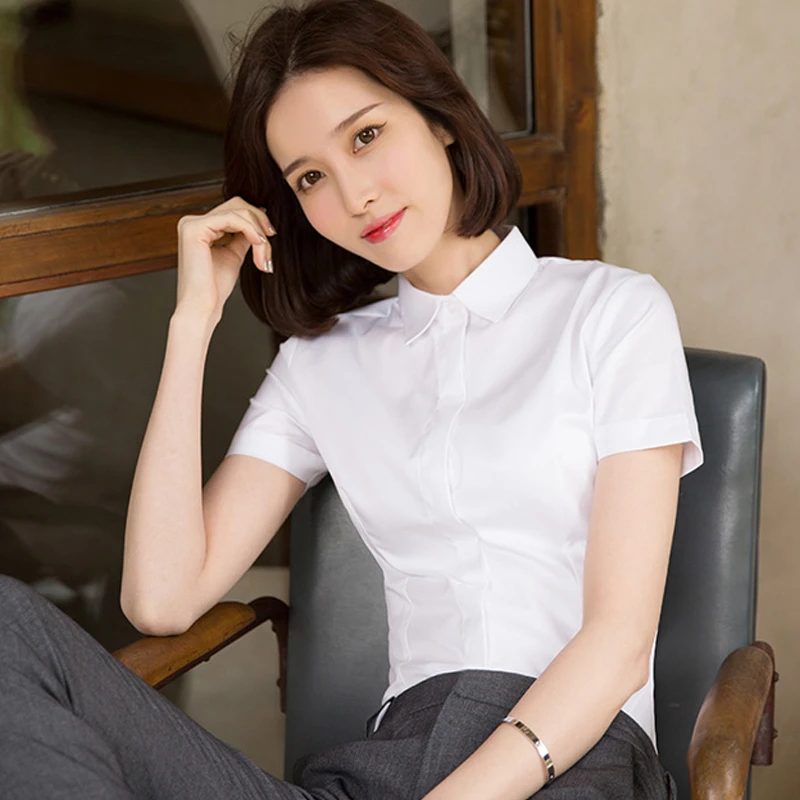 165ff白衬衫女夏短袖新款正装工作服职业气质工装衬衣夏季薄款