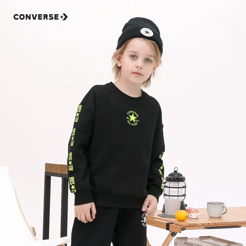Converse匡威童装男女童加绒保暖圆领卫衣冬季儿童运动长袖上衣