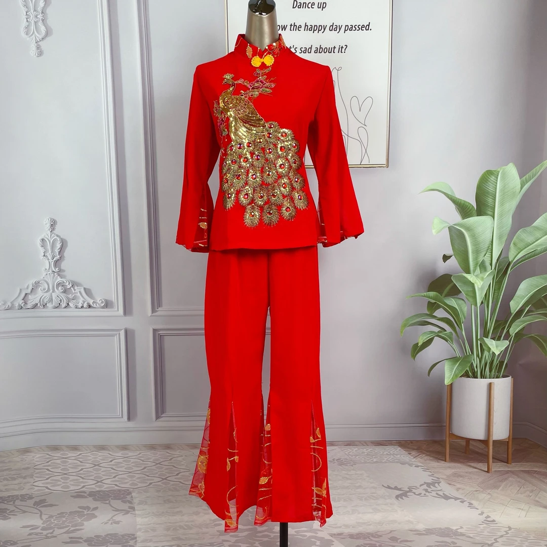 2022新款成人秧歌服女舞蹈民族服装广场舞演出腰鼓服扇子舞舞蹈服