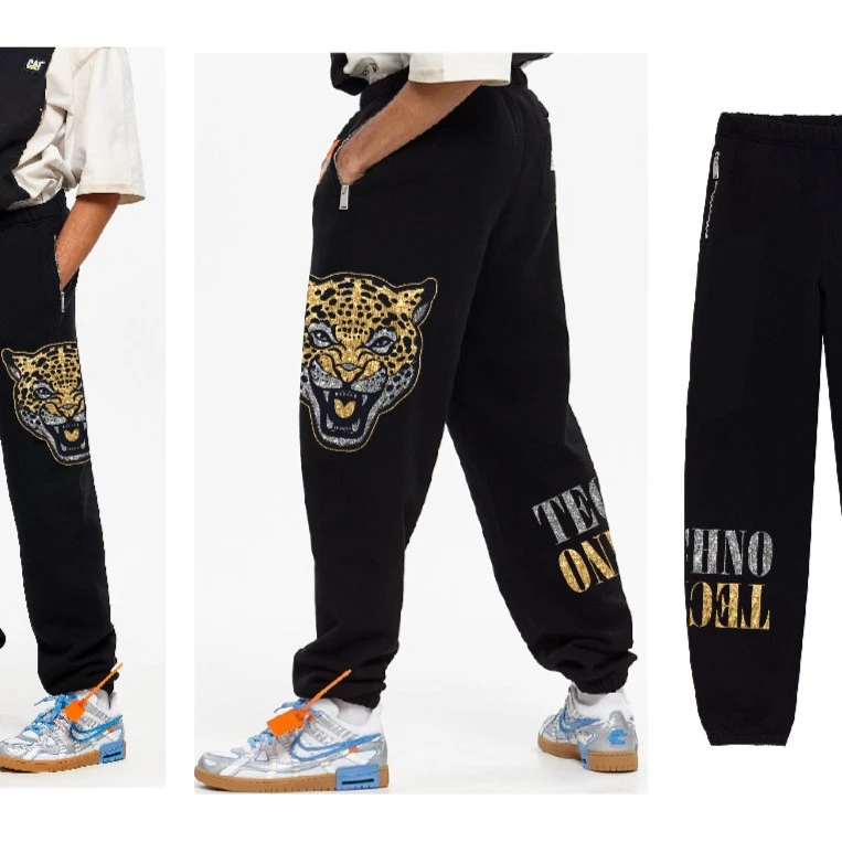 TCH店播-豹子头字母烫钻长裤男女同款T21120C6031