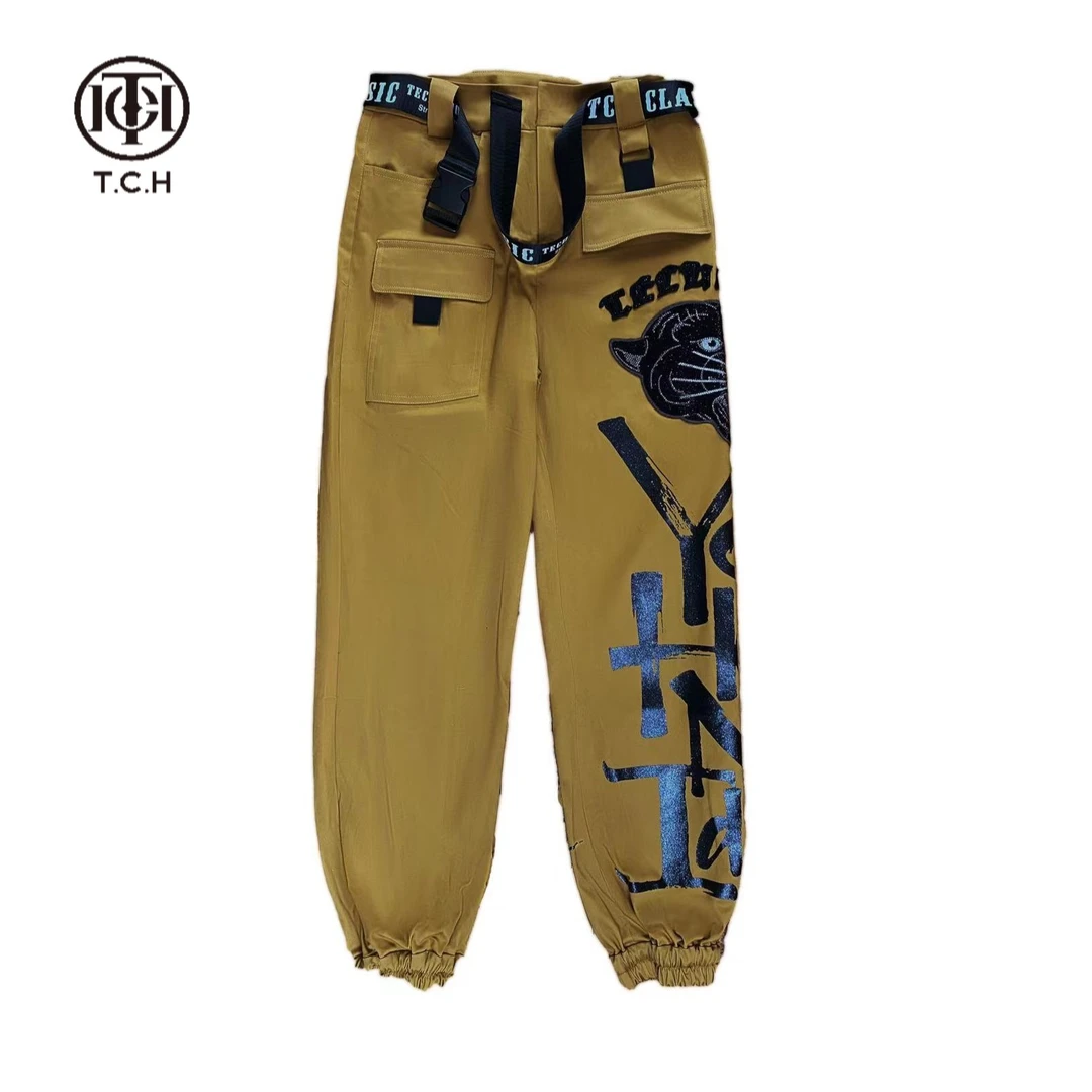 TCH轻奢烫钻工艺新时尚休闲百搭新潮流工装裤T1A211WPT002tch私服