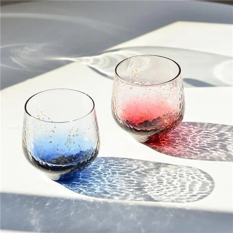 梦幻星空锤纹玻璃杯 水杯威士忌酒杯