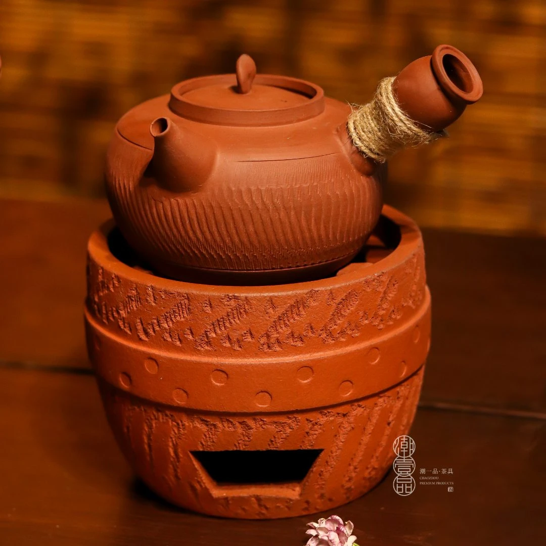 潮州经典传统砂铫壶煮水煮茶侧把原矿红泥1200w水壶