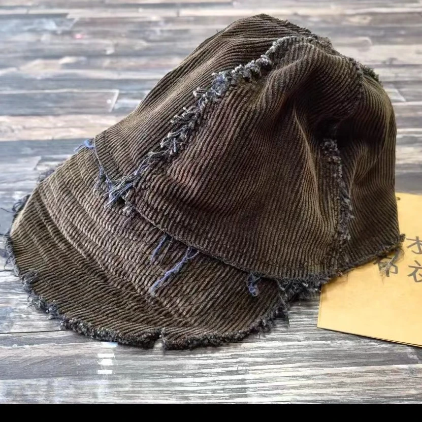 妆點家分享 樆木布衣 0255 复古水洗做旧休闲百搭拼接毛边帽 亚麻