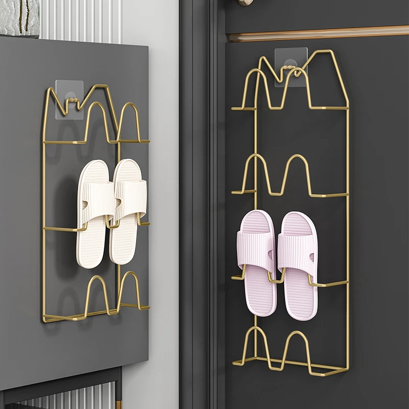 尚谦浴室拖鞋架墙壁挂式免打孔室内宿舍鞋架收纳神器卫生间沥挂架