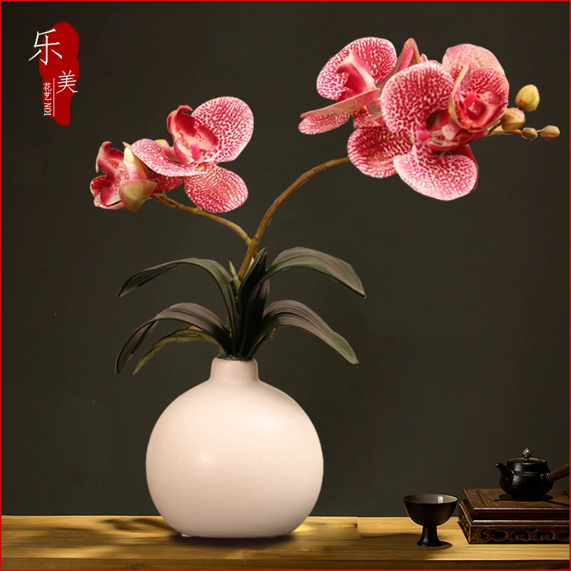 蝴蝶兰仿真花艺花瓶套装摆件家居手工餐桌办公室桌面装饰假花摆设