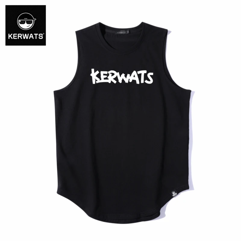 KERWATS夏季潮流新款字母印花设计休闲男女同款圆领无袖背心运动