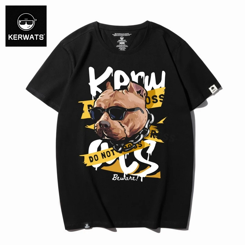 KERWATS潮流墨镜小狗短袖夏季清凉新款情侣加大宽松圆领t恤上衣
