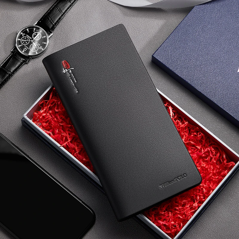 英皇保罗正品钱包男士2025新款长款真皮牛皮多卡位卡包超薄软钱夹