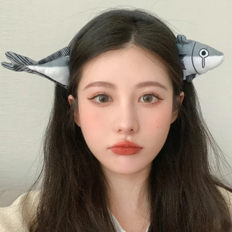 无金属布艺发饰 咸鱼发箍搞怪魔性好玩减压插穿脑子咸鱼发箍