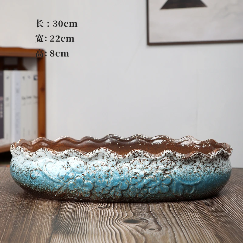 田园复古多肉花盆家用陶瓷室内大口径仙人掌拼盘大号透气特价包邮